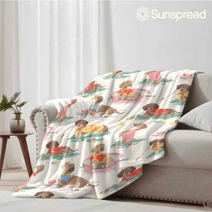 Beast Kingdom | Cute Dachshund Dog Print Soft Warm Flannel Blanket Lightweight Cozy Christmas Halloween Home Decor Room