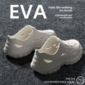 Mens Summer Outdoor Wearable Driving Hole Hole Shoes Sport Anti-slip Breathable Deodorant Heightening Headed Slippers