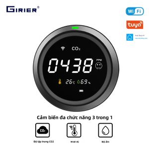 Máy Dò Khí CO2 Thông Minh GIRIER Tuya Màn Hình LCD Cảm Biến 3 Trong 1 Để Giám Sát Chất Lượng Không Khí Trong Nhà