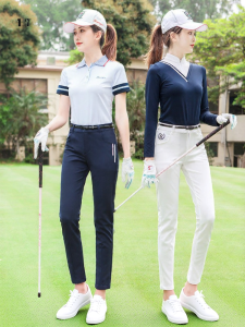 TTYGJ | Womens Golf Pants Elastic Waist Slimming Quick-dry White and Blue