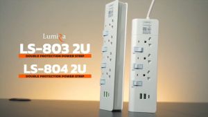 LUMIRA ปลั๊กไฟ LS-804/2U 4 เต้ารับ มีสวิตช์เปิดปิดแยก ไฟ LED สายยาว 3M. รับประกัน 3 ปี