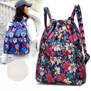 Outdoor Sports Backpack Lightweight Large-Capacity Backpack Fashion Versatile Nylon Drawstring Backpack for Women