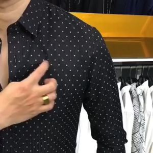 Áo Sơ Mi Nam Dài Tay Chấm Bi Chất Liệu COTTON Hạn Chế Nhăn Nhàu Thấm Hút Mồ Hôi Thương Hiệu DVMEN