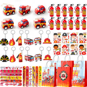 Hot Toys | 72 Pcs Fire Truck Party Favors-Firefighter Party Favors Bags Slap Bracelets Keychains etc Firefighter Party Decorations Favors