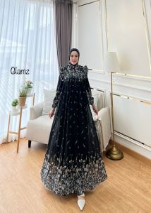 Gamis dan Kerudung Zafia By Glamz Busui Friendly Kancing