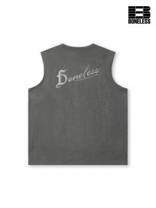เสื้อกั๊กผ้าหนังสัตว์ปลอมพิมพ์ลายหนา BONELESS ทรงหลวม แขนกุด ทรงหลวม แฟชั่นฤดูร้อน สำหรับผู้ชาย ทรงหลวม ทรงหลวม