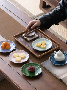 Chinese Style round Tea Snack Plate Simple Home Living Room Desktop Dim Sum Plate Festival Candy Ring Dish Ceramic Handmade