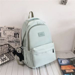 Korean Style Solid Color Backpack Women INS style Multi-pocket College Book Bag Casual Laptop Backpacks Men Schoolbag For Teenage Travel Backpack For Girls