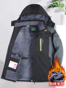 เสื้อแจ็คเก็ตผ้าฝ้ายฤดูหนาวแบบหนาสําหรับผู้ชายวัยกลางคนแฟชั่นสไตล์เมืองพร้อมหมวกแบบถอดได้และซิปโดย Diage