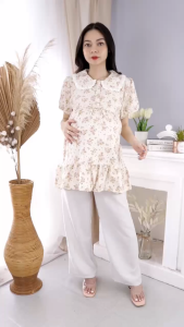 Baju Blus Atasan Hamil Menyusui Kerja Kantor Lengan Pendek - Miracle