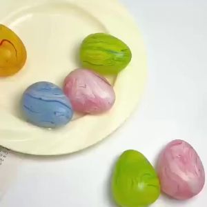 Meade | Marble Pattern Egg Shaped Squishy Toy Slow Rebound Maltose Stress Relief Squeeze Ball Easter Gift for Kids and Adults