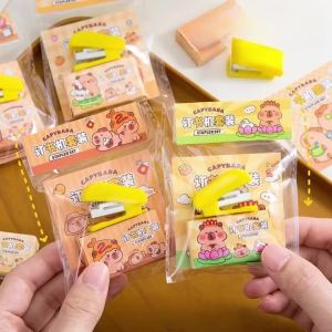 Cute Capybara Themed Mini Stapler Kits Portable and Compact for School Supplies and Office Stationery