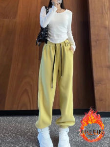 กางเกงวอร์มลำลองสำหรับผู้หญิงไซส์ใหญ่ ทรงหลวม ทรงสลิมฟิต ทรงฮาราจูกุ ทรงลำลอง ทรงฤดูใบไม้ร่วง/ฤดูหนาว