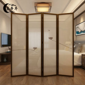 New Chinese Style Folding Screen Partition Office Entrance Living Room Bedroom Solid Wood Home Entrance Landscape Decor
