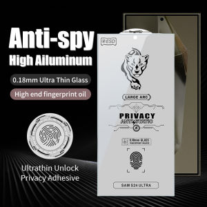 Siêu mỏng phủ keo toàn bộ hỗ trợ vân tay mở khóa kính cường lực Chống Nhìn Trộm cho Samsung Galaxy S25 S24 Ultra S25 S23 S22 S21 + Plus cộng với rõ ràng sự riêng tư bọc hoàn toàn miếng bảo vệ màn hình