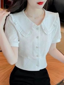 QIAOXIZI | Áo Sơ Mi Đa Năng Elegance Mùa Hè Cổ Peplum