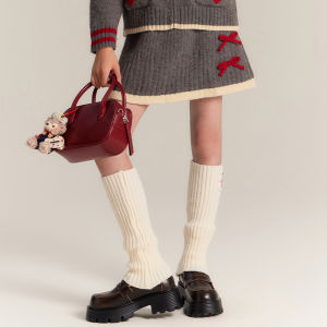 BarryBanny Christmas Theme High Collar Knitted Sweater And Skirt Set for Girls Soft Cozy Winter Outfit with Bow Tie