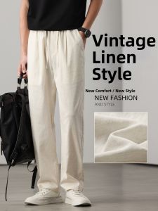 Retro Style Lightweight Linen Casual Pants