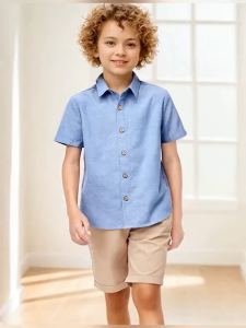 KEMEJA Childrens short-sleeved shirts in color lightbirus for ages 1-14 years Baby boys shirts Short-sleeved shirts Boys shirts Childrens shirts Plain short-sleeved shirts for ages 1 2 3 4 5 6 7 8 9 10 11 12 13 14 years