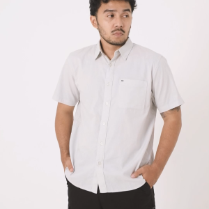 MGee Kemeja Lengan Pendek Ribstop Casual M gee Stanley C001 Light Grey