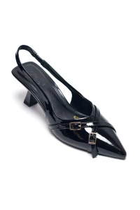 Giày Cao Gót Nữ Merly 1638 Slingback Mũi Nhọn Gót 6cm Khóa Cài Big Size 35-43 4 Màu Bóng Đẹp Đi Làm/Váy Dài