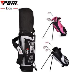 PGM Lightweight Kids Golf Stand Bag for 3 To 12 Years Old Nylon Bag Balck and Pink Can Hold 7-9 Golf Clubs