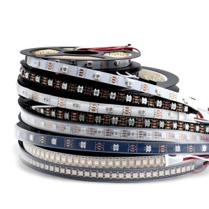 WS2812B 5050 RGBIC Smart LED Strip WS2812 Individually Addressable IC 30/60/144Pixels/Leds/m Light DC5V Black White IP30/65/67