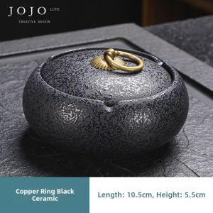 Creative Ceramic Ashtray with Lid Windproof Personalized Luxury Fashion Retro Nostalgia Home Decorations Ashtrays by JOJOS L