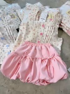 Sét quần váy bí áo 2 dây cánh tiên cho bé gái 1-6 tuổi mùa hè 2025