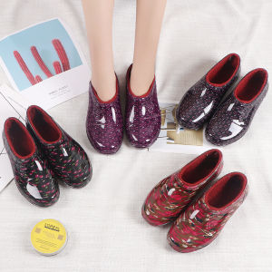 Giày Đi Mưa Nòng Ngắn Mùa Đông Cho Nữ Phong Cách Mới Chống Trơn Trượt Chống Thấm Nước Ấm Áp Sang Trọng Giày Đi Mưa Lý Tưởng Cho Nhà Bếp sử Dụng