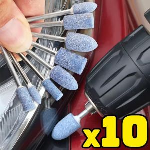 10Pcs Grinding Head Set 3mm Shank Abrasive Stone for Dremel Rotary Tool Polishing Grinding Wheel Drill Bit Car Metal Polishing Rust Removal Deburring