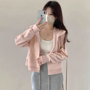 ZUKUN | Short Sleeve Hooded Grey Sweatshirt for Petite Women