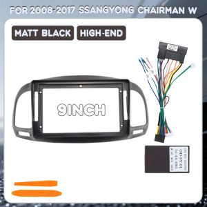 For 2008-2017 SsangYong Chairman W 9INCH car DVD MP5 Android dashboard harness adapter canbus box 2Din Interior Kit panel Center