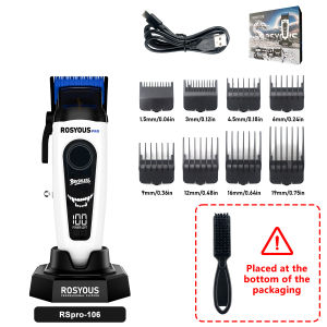 ROSYOUS RSpro-106 Professional Bold Hair Cut Machine DLC Blade 8000RPM Brushless Motor with Base Charger Mens Barber Machine