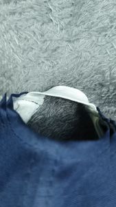 Topi Biru Polos SMP Model Pengikat Karet Elastis