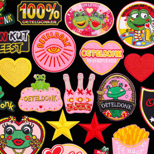 Netherland Oeteldonk Emblem Embroidery Patches For Clothes DIY Netherland Carnival Patch Iron On Patches For Clothing Frog Patch