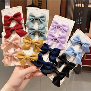 2 PCS Set Hair Clip For Kids Bow Hair Ribbon Hair Tie Cute Hair Accessories For Girls