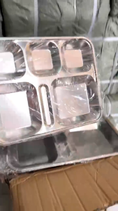 Khay cơm inox 5 ngăn sâu lòng cao cấp khay ăn chia ngăn tiện lợi dùng cho gia đình trường học văn phòng