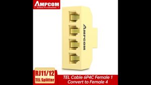 AMPCOM Bộ Chuyển Đổi Điện Thoại RJ11 Bộ Chuyển Đổi Dây Cáp Điện Thoại 1 Thành 3 & 4 Đầu Cái 6 Chân Cổ Điển RJ-11