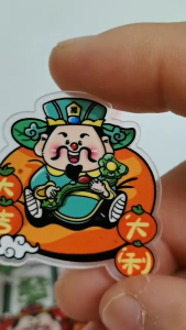 10 Pcs God of Wealth Brooch New Years Wealth Brooch Acrylic Badge Gold Ingot God of Wealth Accessory