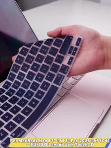 EU English Layout Keyboard Cover for MacBook Neo 13 inch A3404 Pro 2026 Release with Touch ID Ultra-thin Silicone Protector