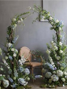 Floral Arch Wedding Decoration Outdoor Lawn Crescent Moon Shape Props Indoor Photography Entrance Wooden Frame Arch