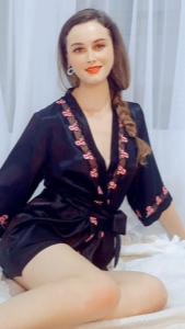 Áo choàng ngủ phi lụa Kimono Wannabe KIS08 kiểu dáng sang trọng hiện đại