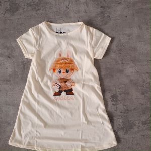 Dress anak Labubu DTF krem 2-10 thn / COD / Baju anak / Dress murah