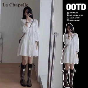 La Chapelle | French Style Lace Hem Bell Sleeve New Spring Autumn Dress