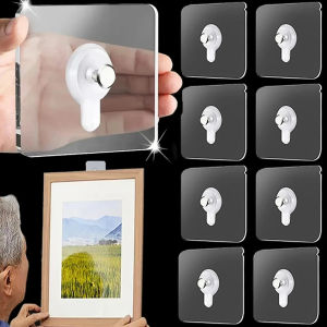 30pcs Strong Adhesive Nails Hooks Poster Seamless Wall Hook Waterproof Durable Transparent Kitchen Bathroom Screw Hook Hanger