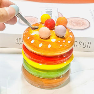 Creative Stainless Steel Ceramic Fruit Forks Fun Burger Decoration Home Use Storage Canister Tabletop Decorations Accessories
