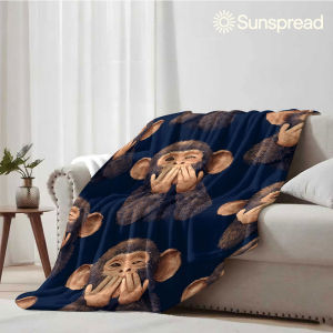 Beast Kingdom | Cover Mouth Monkey Soft Warm Flannel Blanket Lightweight Cozy Christmas Halloween Home Decor Room