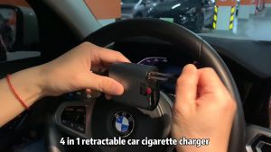V380 PRO 120W Retractable Car Charger Starry Sky Car Charger 4 USB Port Digital Display Super Fast Charging USB TypeC