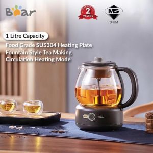 Bear Tea Pot Electric Kettle Glass Pot Multifunction Tea Maker Home Health Pot Flower Teapot (1L) Tea Brewing ZCQ-A10T2